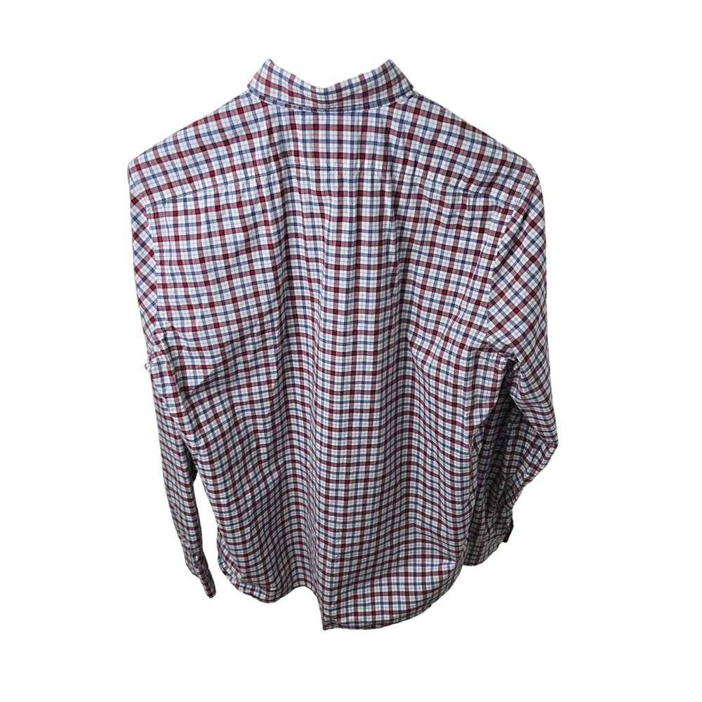 Faconnable Button Down Shirt Mens S Red White Plaid Contemporary Long Sleeve - Picture 5 of 14